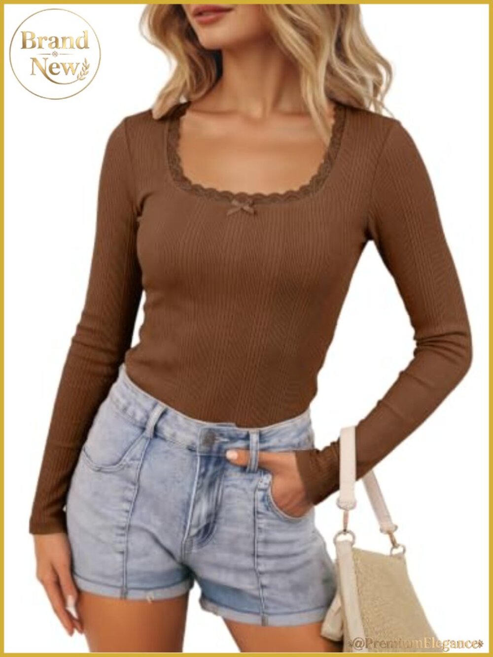 Long Sleeve Lace Square Neck Bow Knot Top